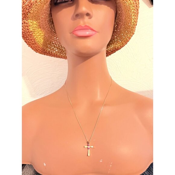 14k Gold Rubies/Diamond Cross Necklace - Picture 12 of 12
